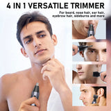 Rechargeable Waterproof Nose Hair Trimmer for Men with Eyebrow and Beard Grooming Features