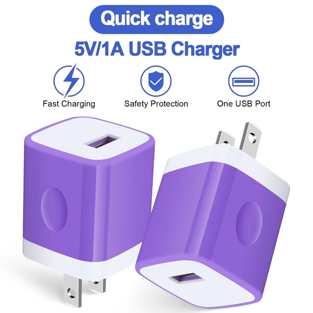 2-Pack Fast Charging Type C Charger Block with 2 x 6Ft USB C Charging Cables for Android Devices