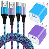 2-Pack Fast Charging Type C Charger Block with 2 x 6Ft USB C Charging Cables for Android Devices