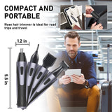 Rechargeable Waterproof Nose Hair Trimmer for Men with Eyebrow and Beard Grooming Features