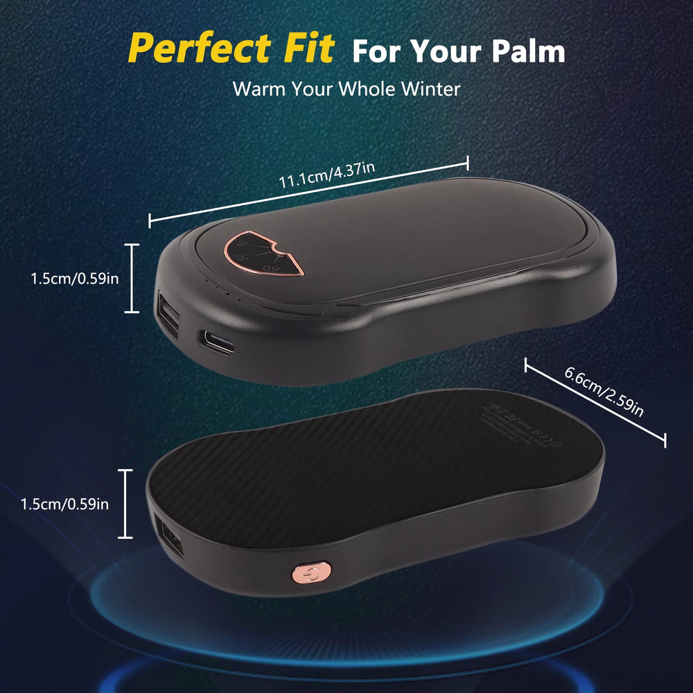 Hand Warmers Rechargeable 2 Pack, 10000 Mah Hot Hand Warmers , Electric USB Rechargeable Portable Hand Warmer, Reusable Hand Warmer for Camping, Fishing, Skiing, Hiking