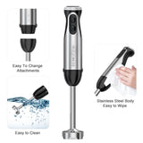 Immersion Hand Blender, Stainless Steel, 20-Speed, Handheld Mixer for Soup, Smoothies, Purees, Emulsifies