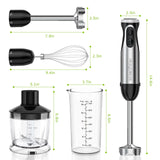 Immersion Hand Blender, Stainless Steel, 20-Speed, Handheld Mixer for Soup, Smoothies, Purees, Emulsifies