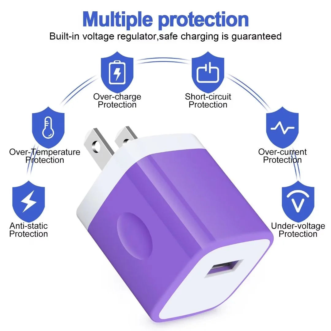 2-Pack Fast Charging Type C Charger Block with 2 x 6Ft USB C Charging Cables for Android Devices