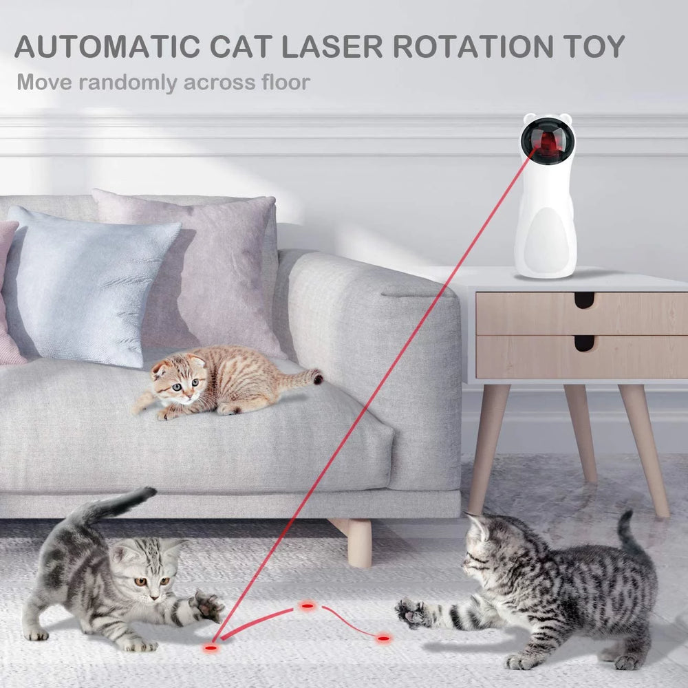 Automatic Cat Laser Toy, Interactive Pet Laser Toys for Indoor Cats and Kittens, Multiple Patterns, USB Charging or Battery Powered, Random Rotating Light Cat Toy