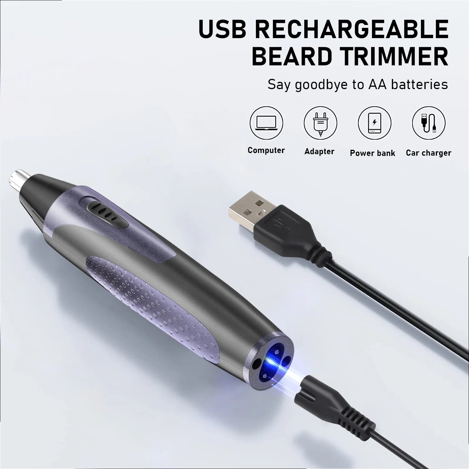 Rechargeable Waterproof Nose Hair Trimmer for Men with Eyebrow and Beard Grooming Features