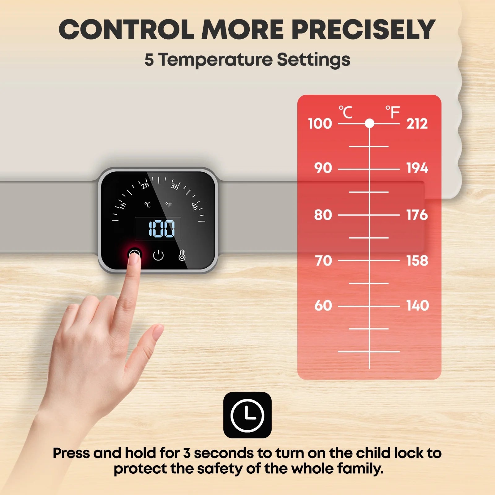 Electric Food Warming Tray - Portable Large Heating Mat for Buffets and Parties, Full Surface Rapid Heating, 5 Temperature Settings, White