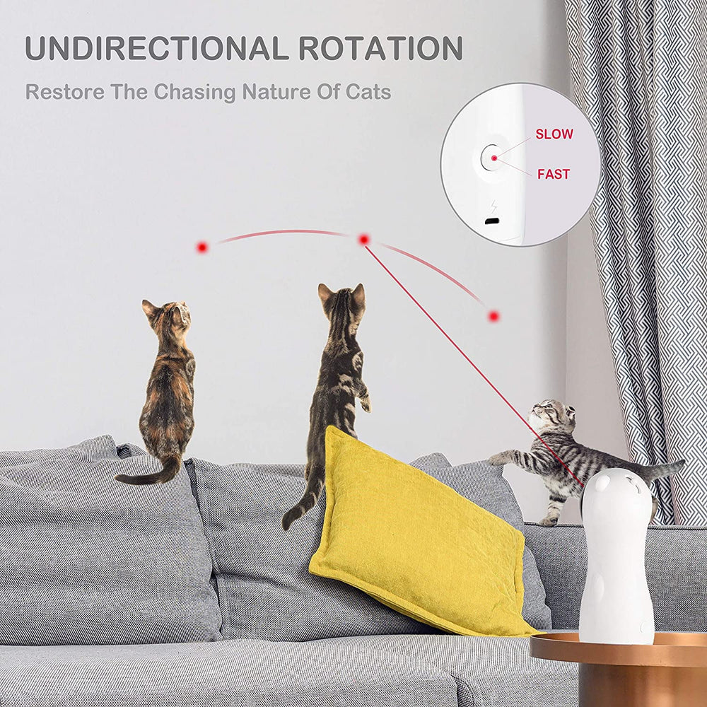Automatic Cat Laser Toy, Interactive Pet Laser Toys for Indoor Cats and Kittens, Multiple Patterns, USB Charging or Battery Powered, Random Rotating Light Cat Toy